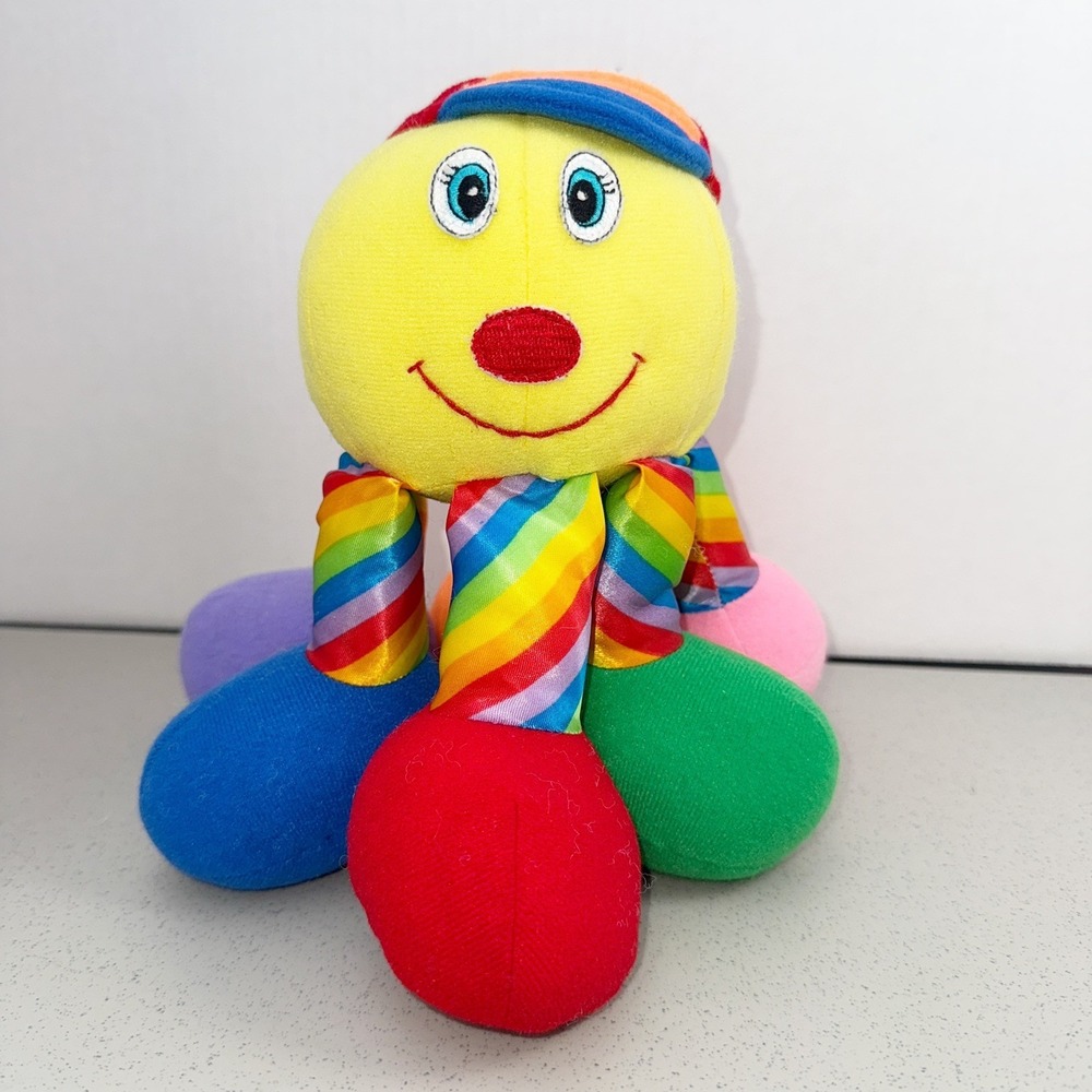 Leggy Larry Octopus Rainbow Chime Plush VTG 95 Jolly Toys Seen On Baby Einstein